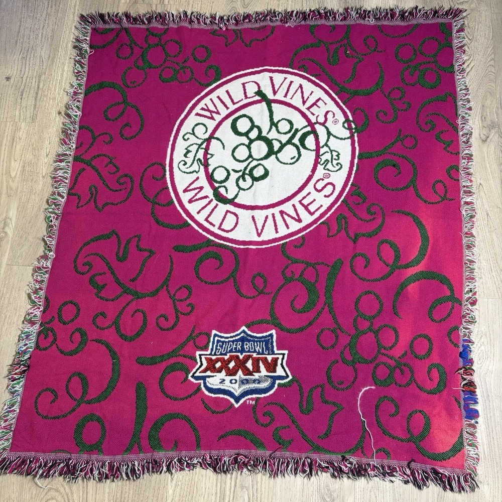 Vtg Y2K Northwest Company Wild Vines Superbowl 2000 Blanket/Throw 48x41 Acrylic